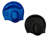 Silicone Swimming Cap with Preformed Ears Black